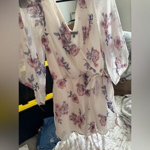 Bailey Blue Cream Long Sleeve V-Neck Sundress